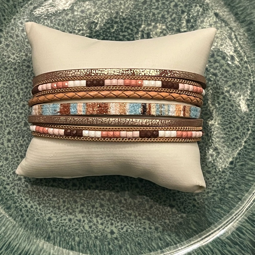 Chic Brown and Blue Bracelet Set